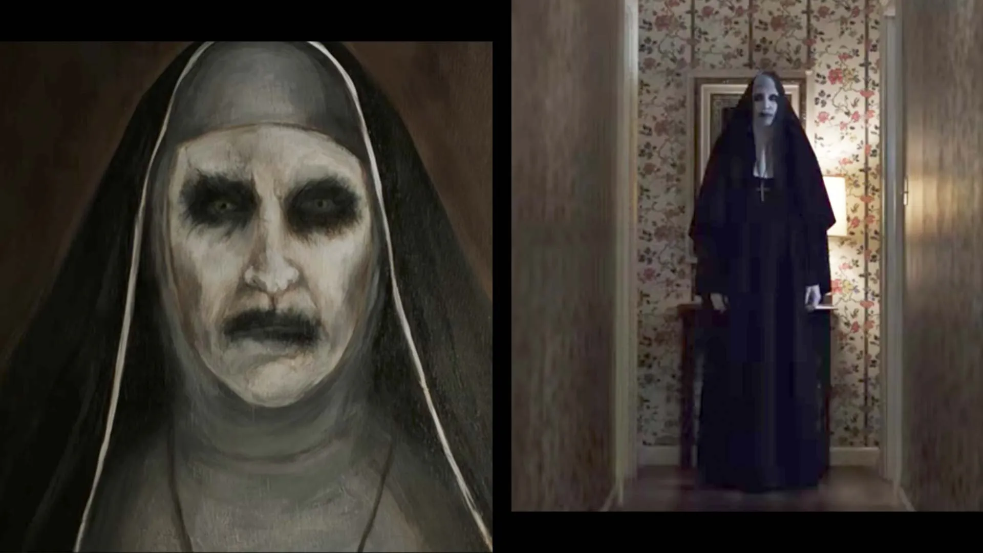 a collage of a nun and a painting of a nun